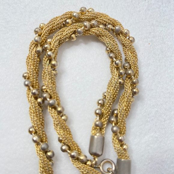 Avon Choker Necklace Gold Tone Twisted Chains And Beads - Picture 3 of 6